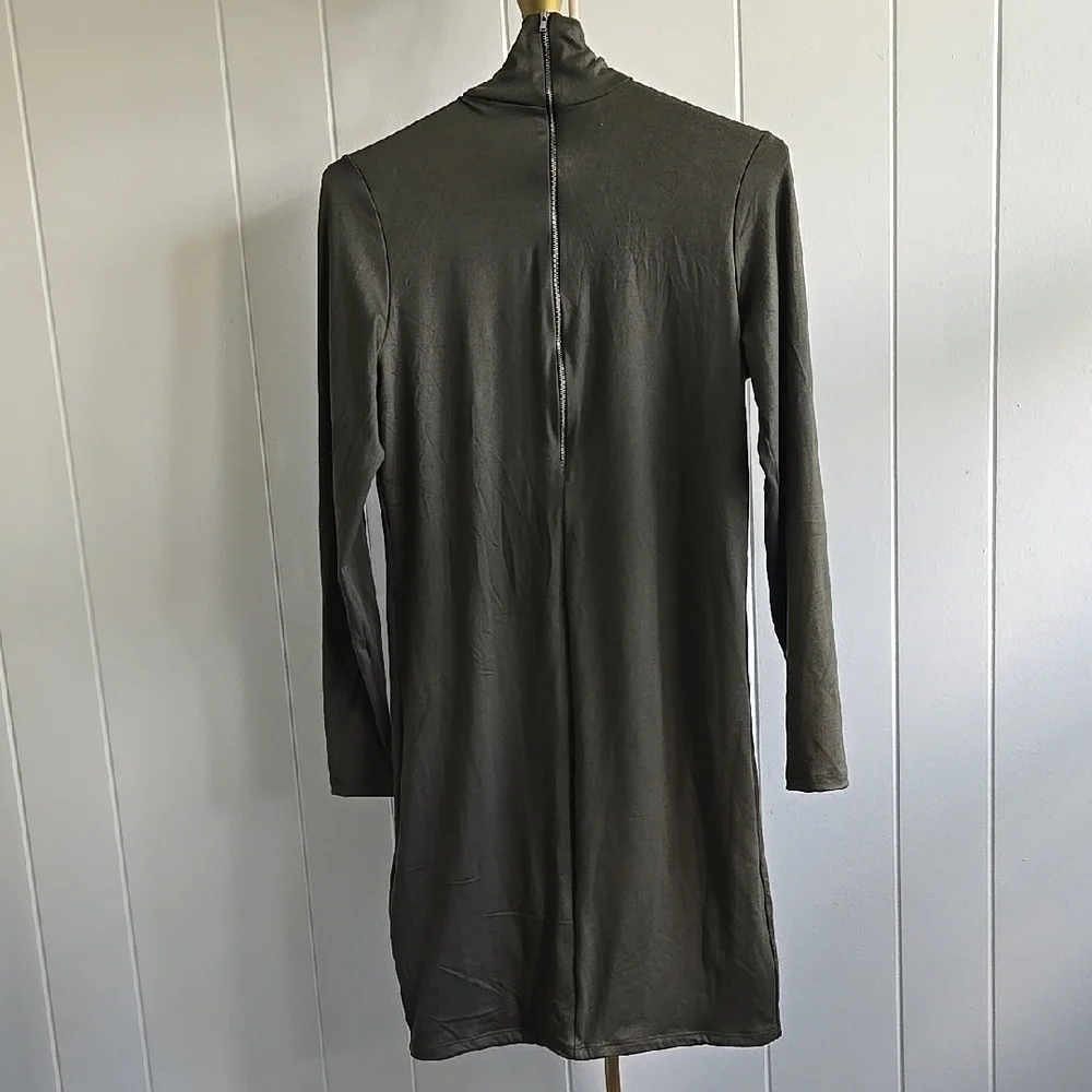 BUMPSUIT Elegant Olive Green Turtleneck Maternity Dress Size L - Picture 8 of 11
